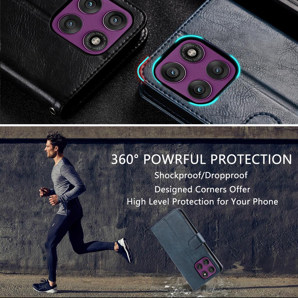 For Motorola Moto G56 5G Case 6 Card Slots PU Leather Anti-Fall Phone Cover with Wrist Strap