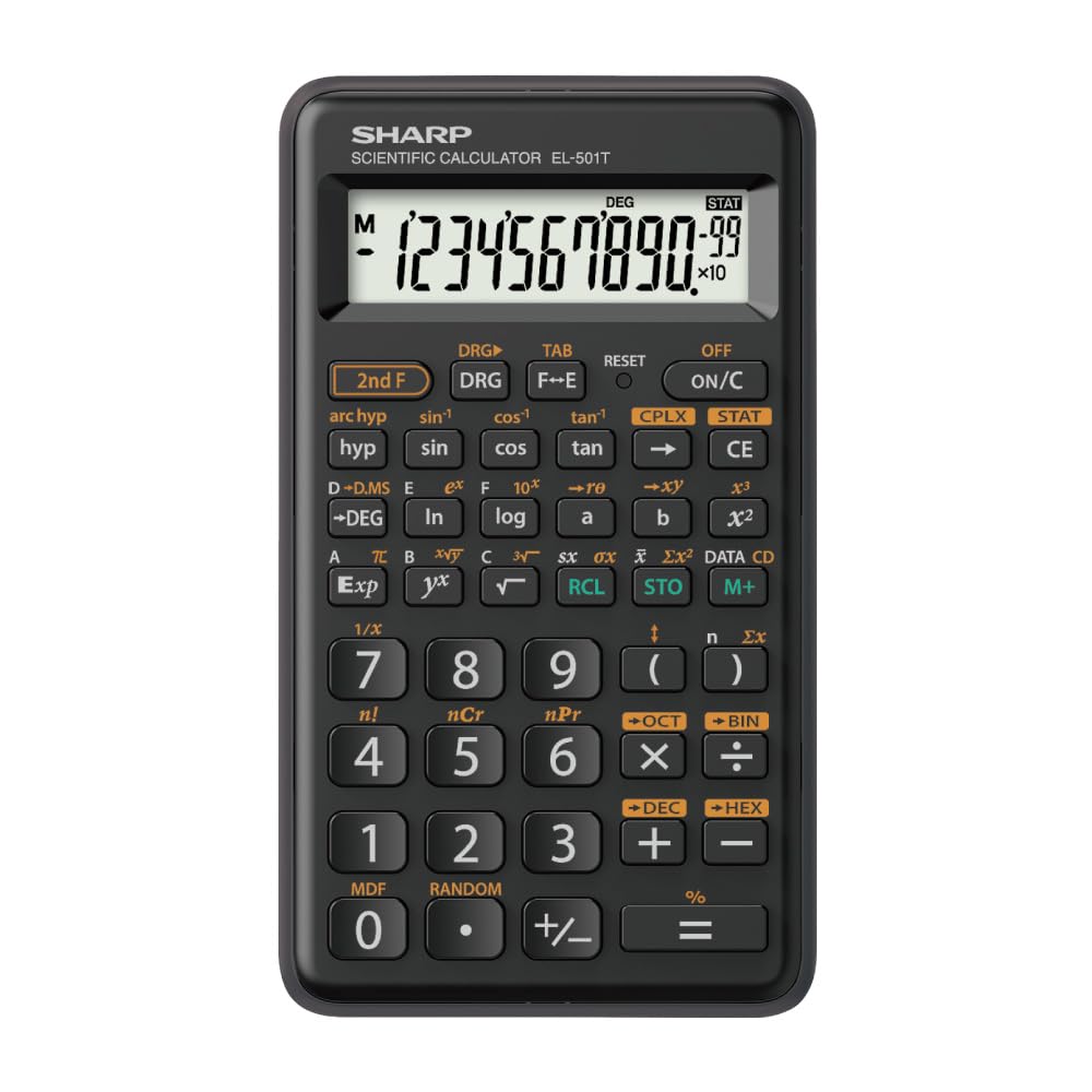 

Sharp Scientific Simple 73 Pythagoras EL-501T-X Calculator, & Compact, Functions, Beginner s Model, чорний