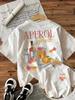 T-shirt da donna con Stile Illustrazione Cocktail Aperol Stampa Lettere, T-shirt da Donna Casual Girocollo Top da Donna Streetwear