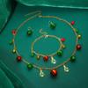 3pcs/set Color Collision Christmas Tree Bell Bracelet Bow Christmas Tree Charm Necklace  Gift
