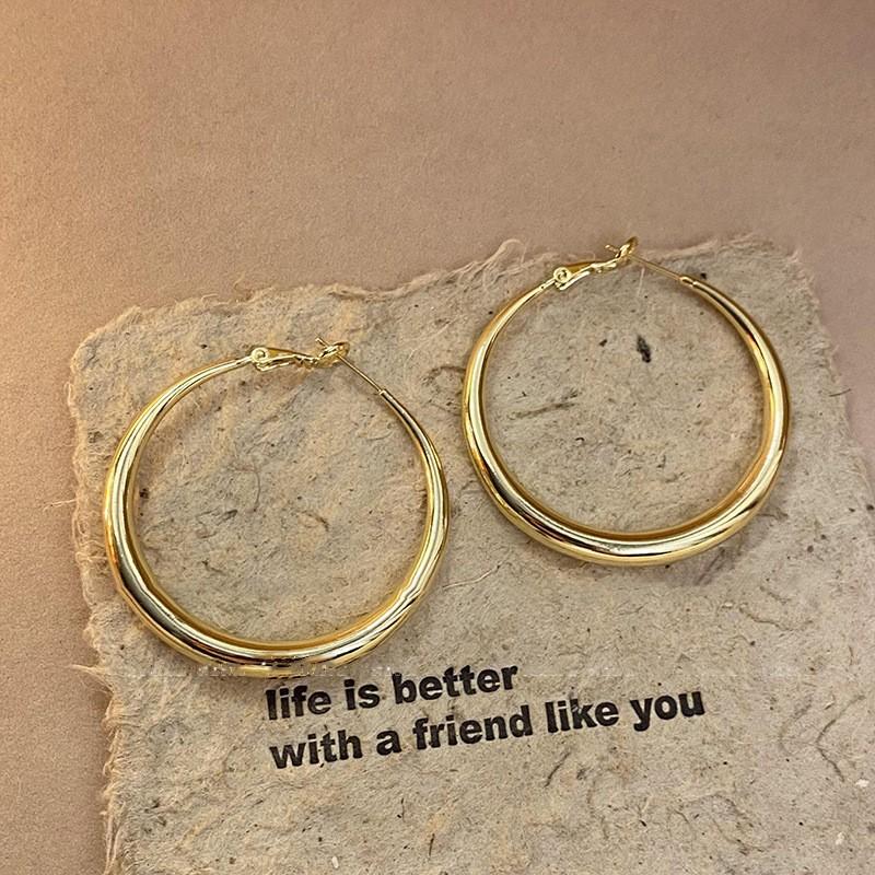 European and American plain ring earrings, stud earrings, cold wind, niche earrings, temperament earrings, light luxury