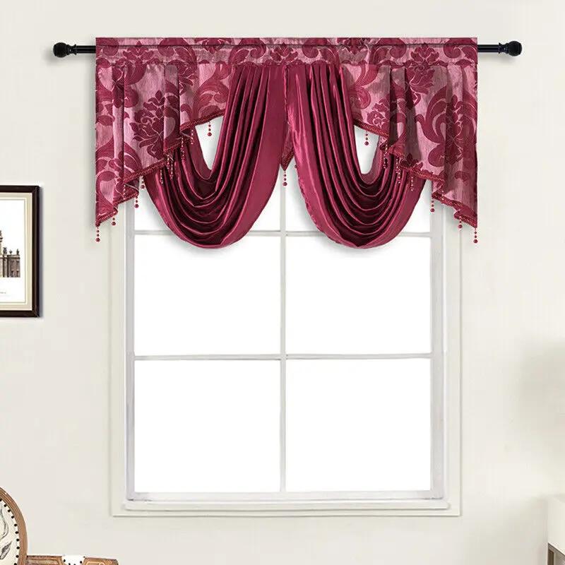 51,9x29,5 Zoll Europäischer Stil Quaste Floral Fenster-Abschlussleiste Luxus Kurzer Vorhang Kopf Vorhang für Wohnzimmerfenster