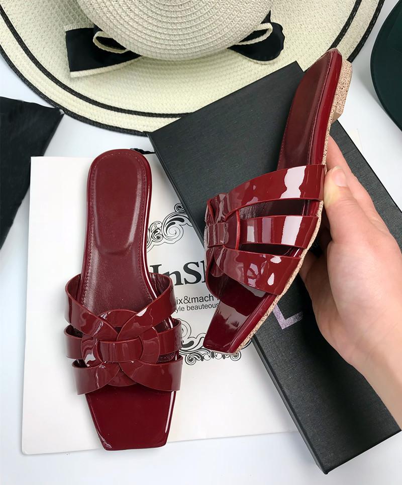 European and American genuine leather women's flat slippers, flat-heeled women's shoes, flip-flops, large-sized sandals