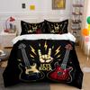Rock Guitars And Devil Gesture Print Bedding Set 1 Duvet Cover 2 Pillowcases For Adult And Children Luxury Gift Full Size