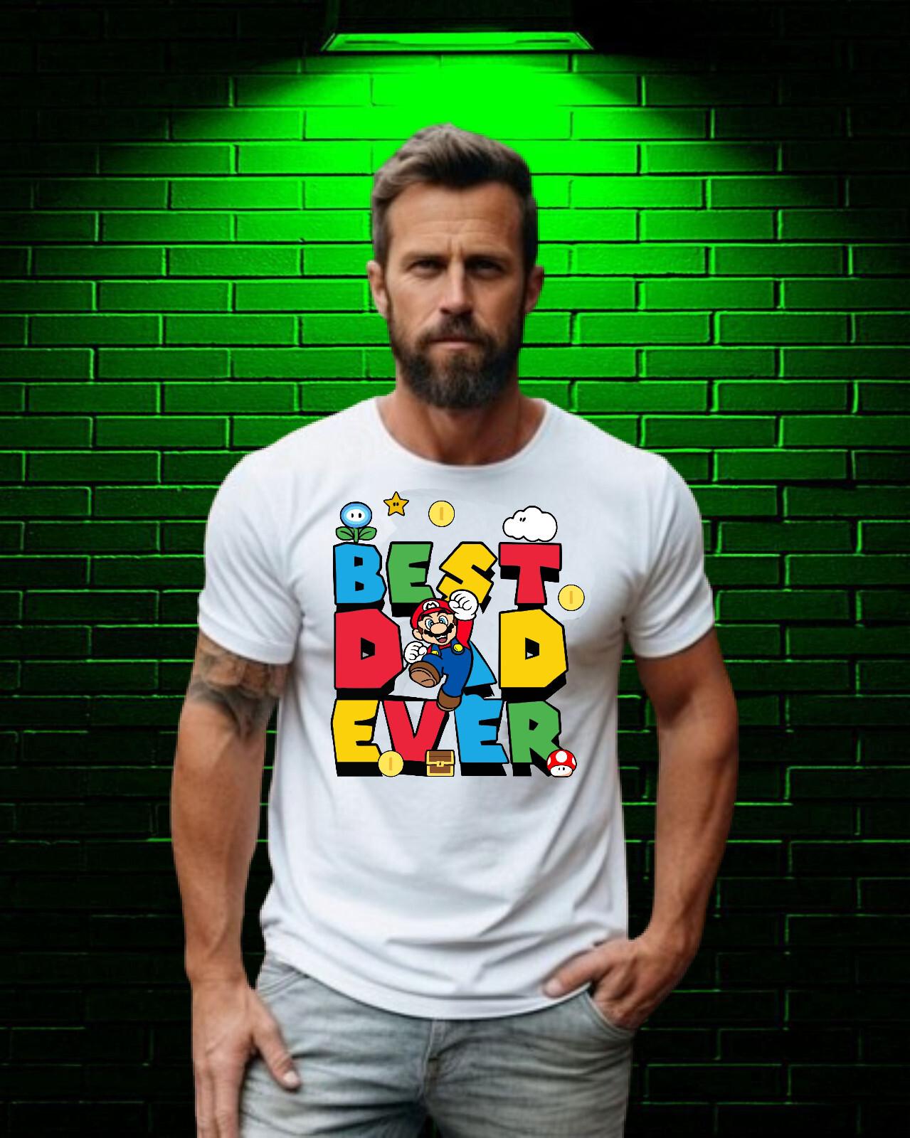 Best Dad Ever T-Shirt, Super Mario Game Shirt, Super Daddio Father Day Tee Top S