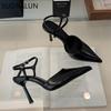 Mode SUOJIALUN 2025 Neue Marke Damen Pumps Schuhe Mode Rote Slingback Schuhe Spitze Zehenpartie Dünner Hoher Absatz Outdoor Kleid Party Pumps
