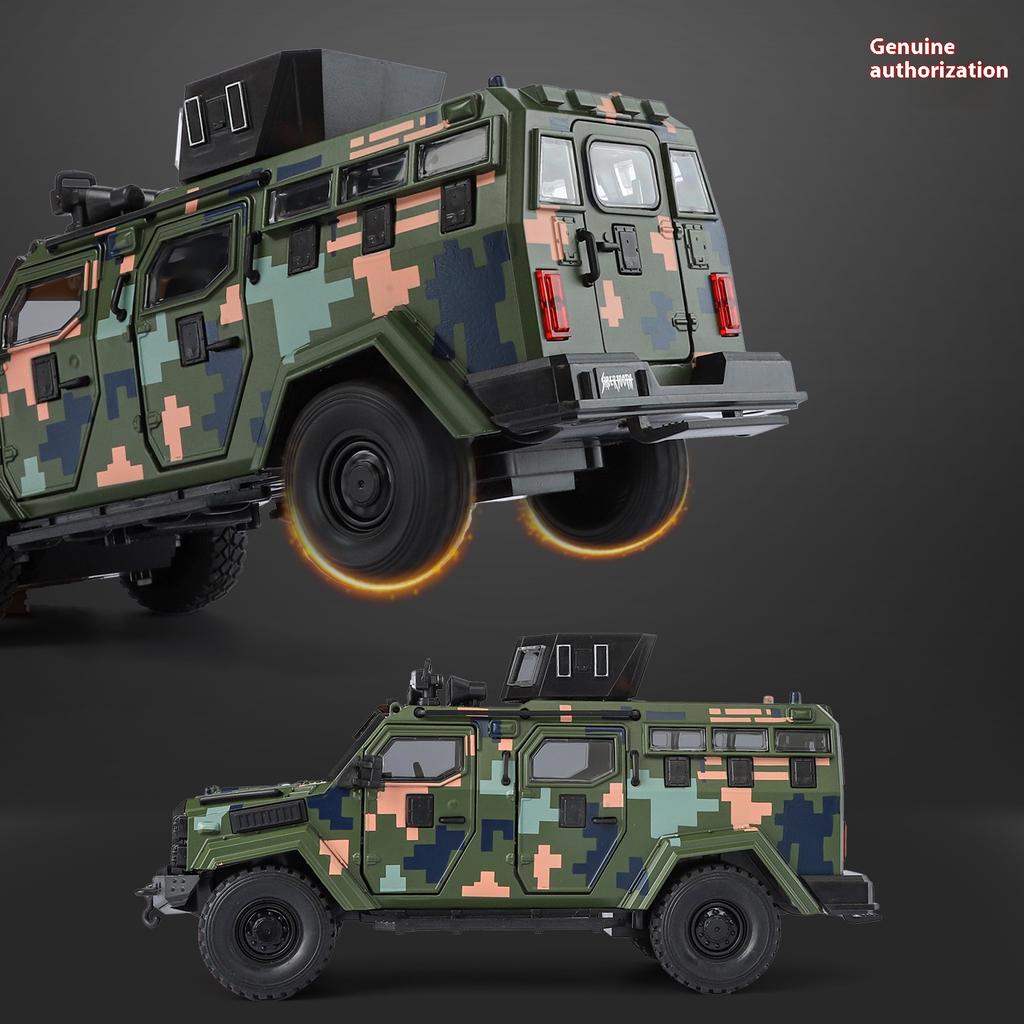 1/24 Sabre-toothed Tiger Explosion-proof Police Car Model Sound and Light Armored Vehicle Model Boy Birthday Gift Halloween Toys