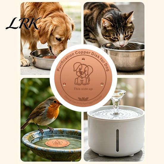 Pet Water Bowl Accessory Copper Disc Purification for Dog, 4-Inch Diameter Pure Disc, Slimy Scale Removal with 3-Point Support Dog Dispenser