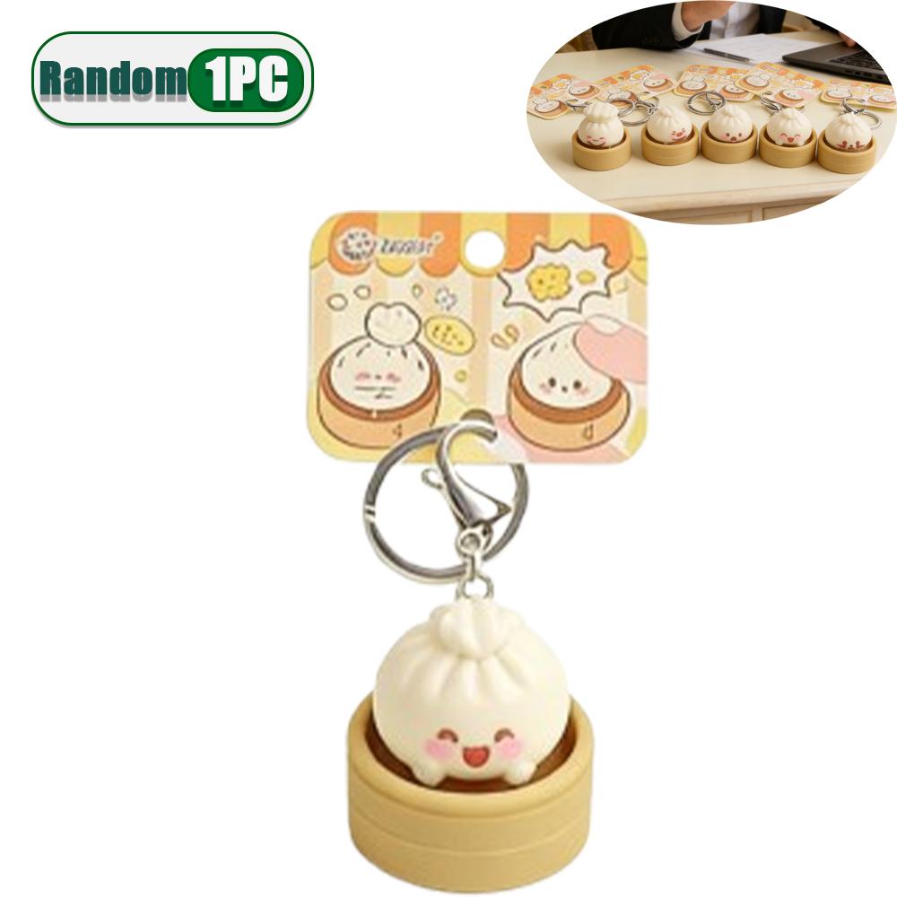 1-8PCS Cute Steamed Bun Squeeze Keychain Realistic Dimsum Design Soft Slow Rebound Decompression Fidget Stress Relief Toy