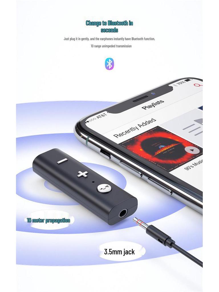 3,5 mm AUX Bluetooth 5.0 Audio-Empfänger für Auto, Stereoanlage und Kopfhörer mit Sprachanruffunktion