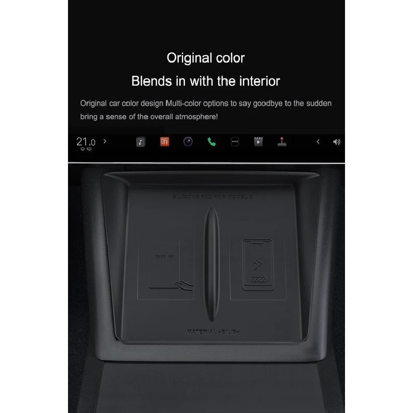 For Tesla Model Y Juniper Wireless Charge Pad Center Console Organizer Charge Station Mats Model 3 Highland Charge Anti-skid Pad