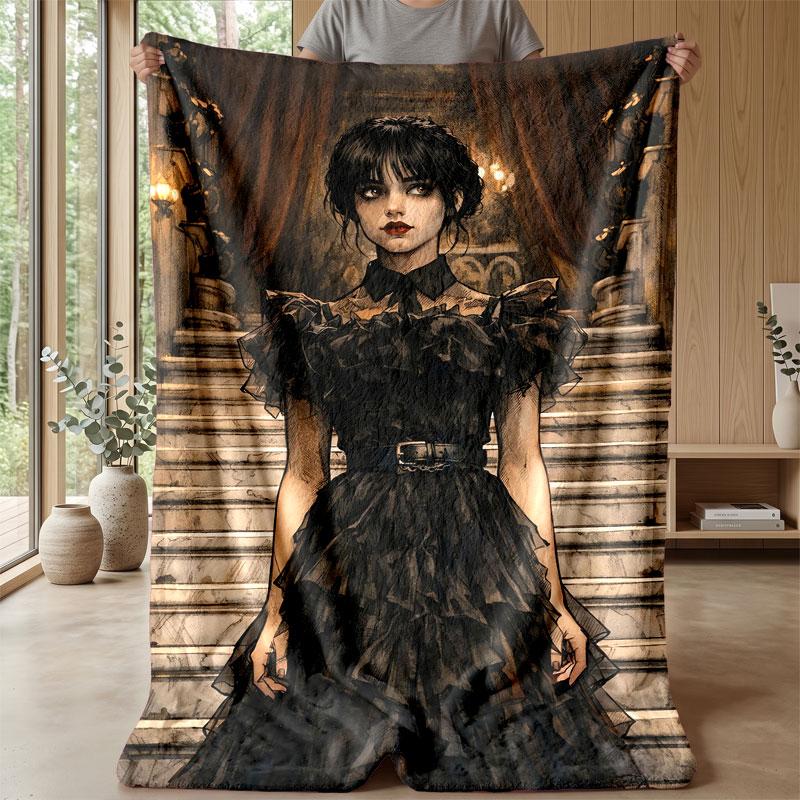 Soft Flannel Blanket Lightweight Cozy Bedroom Living Room CoverWednesday Addams