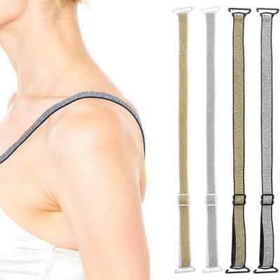 Creative Gift Removable Shiny Bra Straps Anti-slip Elastic Shoulder Belts Nylon Decorative Shoulder Straps