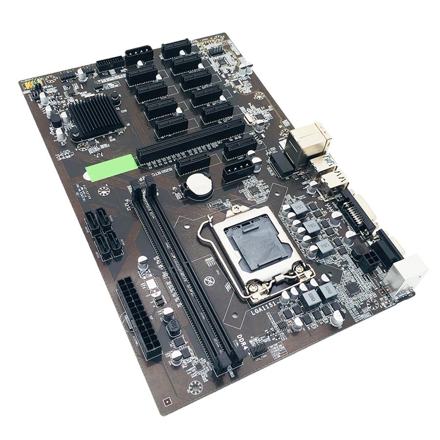 B250 BTC Mining Motherboard 12X PCIE Graphics Card Motherboard DDR4 DIMM SATA3.0 Supports VGA
