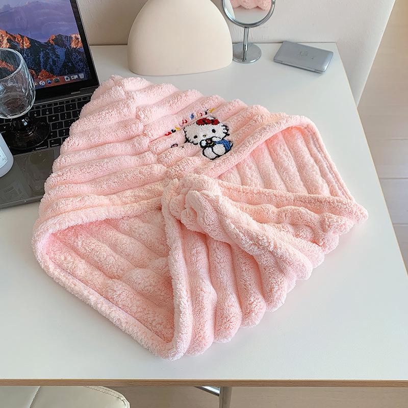 Sanrio Quick-Drying Coral Fleece Hair Cap - Cute, Absorbent, Thickened Towel One Size
