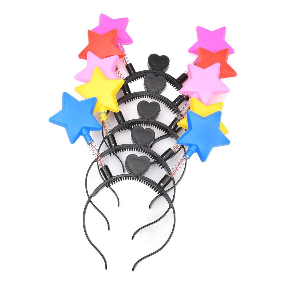 Luminous Yellow Star Headdress: Spring Headband & Flashing Hair Clip Set