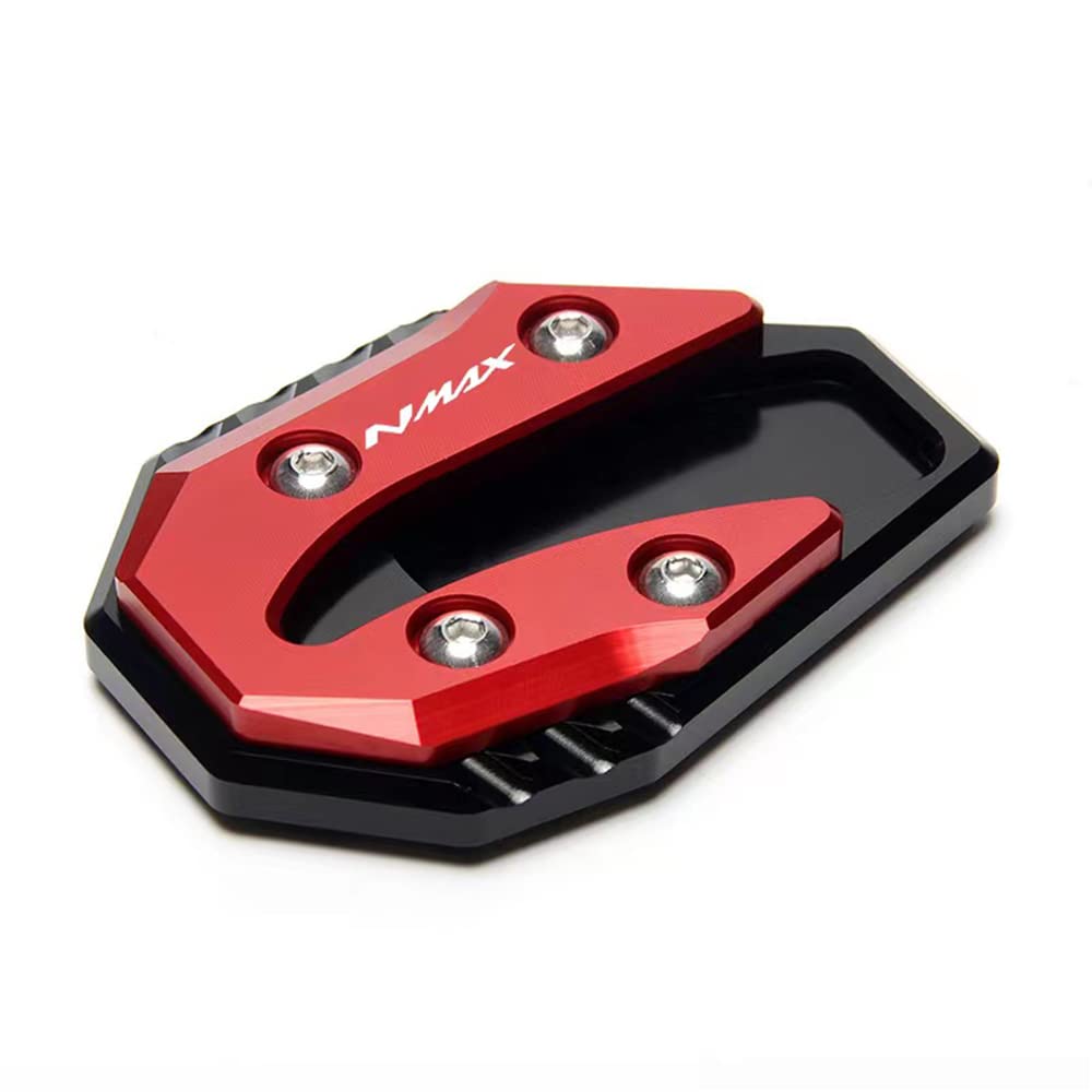 Motorcycle Accessories Side Stand NMAX155 N MAX NMAX 155 125 NMAX125 Kickstand Plate Extension Support Foot Pad Base 2015-2021 (Red)