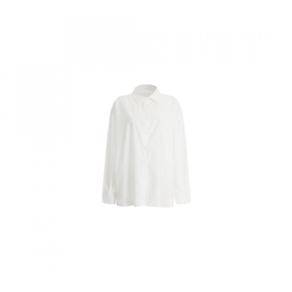 Shop   Women S Collar Neck baSic Boxy Side Slit Layered Long Sleeve Shirt Ivory 