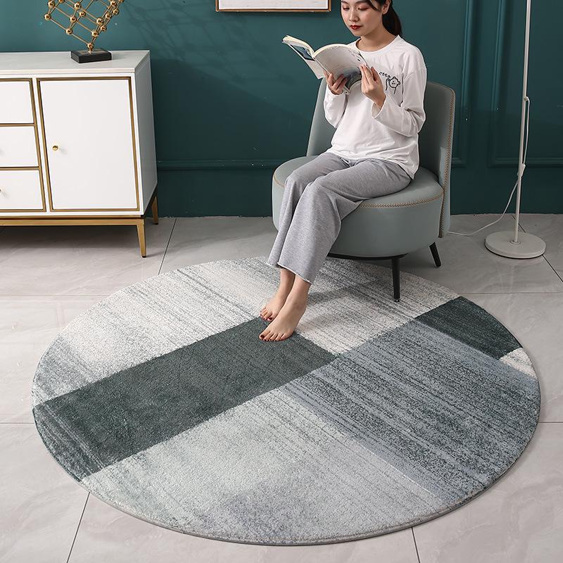 Round Faux Cashmere Wabi-Sabi Rug for Living Room, Bedroom, or Office