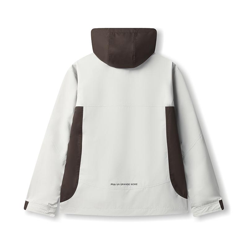 Fila Original Fashion Retro Simple Casual Sports Everyday Versatile Comfortable Color Block Woven Hooded Two-Piece Jacket Men Jackets F11M539707F-GY