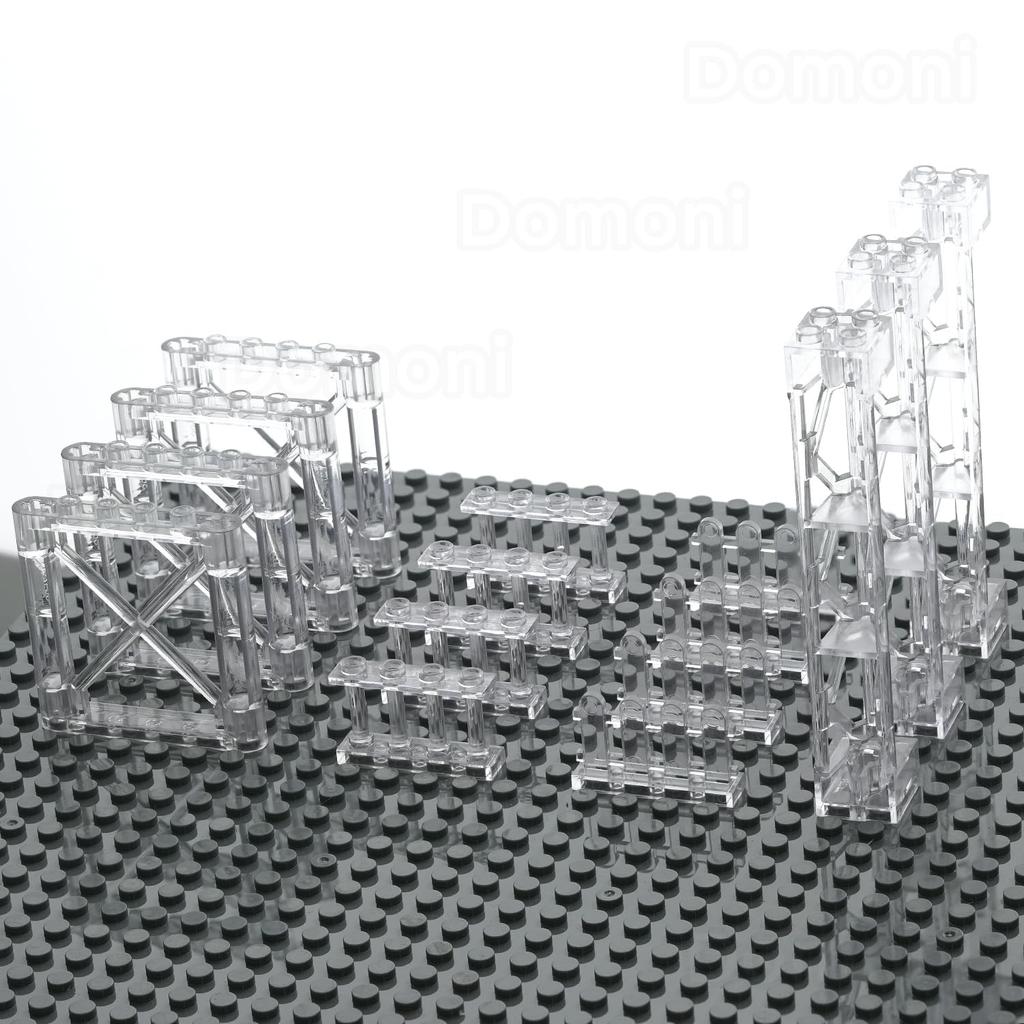 Domoni Clear Mock Farm City Building Block Set with Picket Fence Accessories Compatible with Lego Creative Blocks for Kids 66-Piece & -