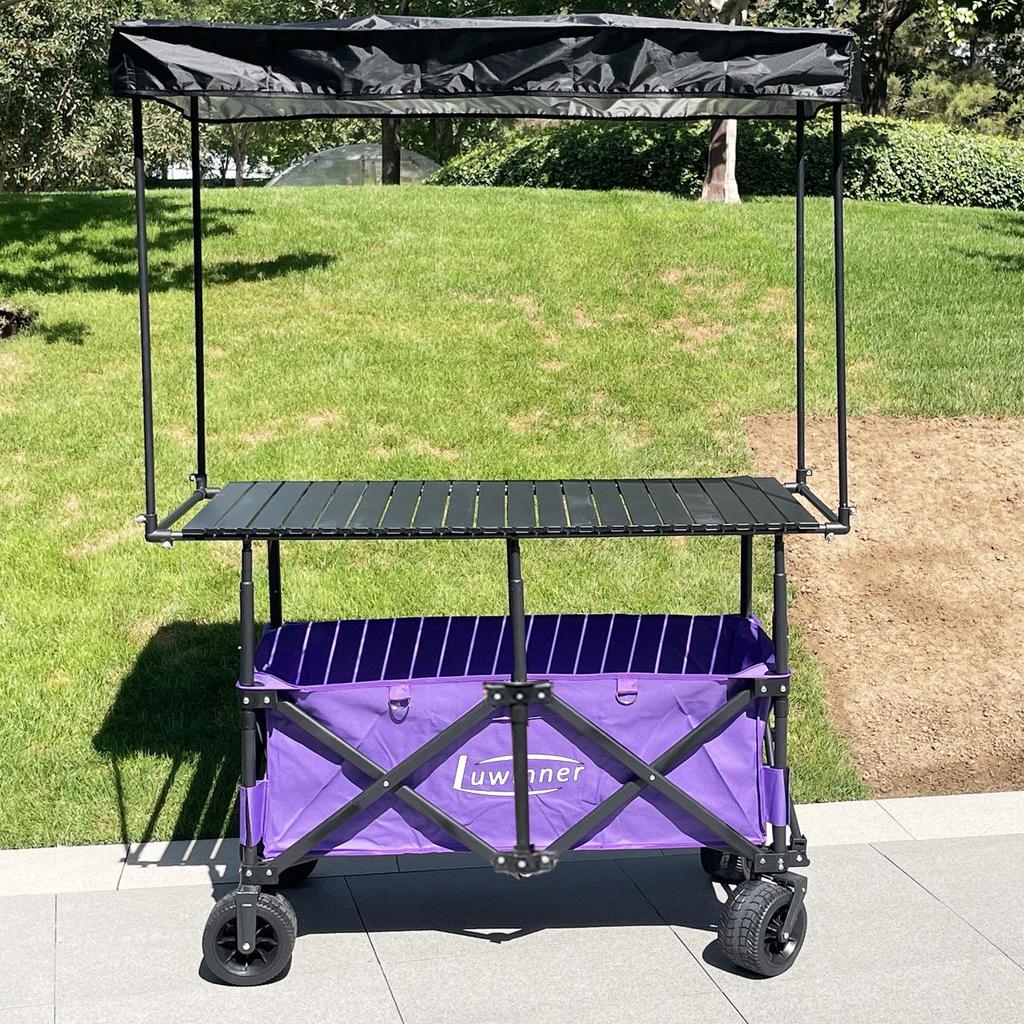 Adjustable Folding Carbon Steel Camping Table and Pushcart