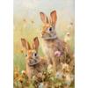 Jarní a Velikonoční Plakát Jarní Louka s Polními Květinami Zaječí Rodina Město Velikonoční Zajíček Plátno Malba Nástěnné Umění Obrázek Domácí Dekorace