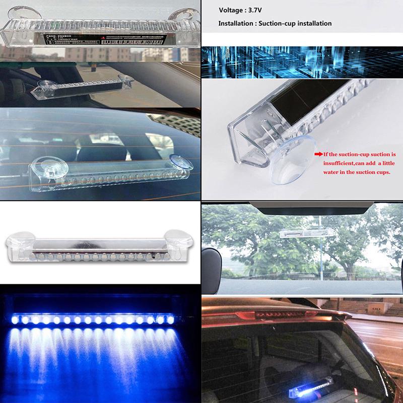 Car RGB LED Solar Remote Alarm Warning Strobe Flash Light Anti-theft Security