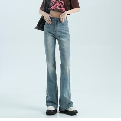 New Autumn Streetwear High Waist Loose Slim Stretchy Korean Stytle Vintage Casual Comfortable Jeans For Women Flare Jeans Pants