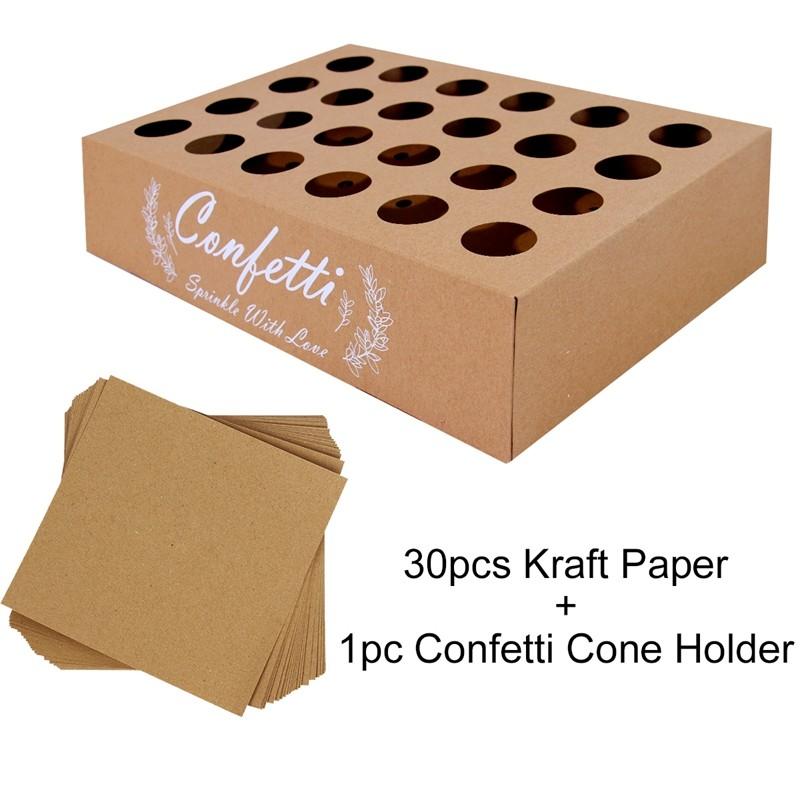 Wedding Kraft Paper Tray Confetti Cone Stand Box Tray For Wedding Decoration Flower Confetti Cones Rustic Wedding Paper Holder