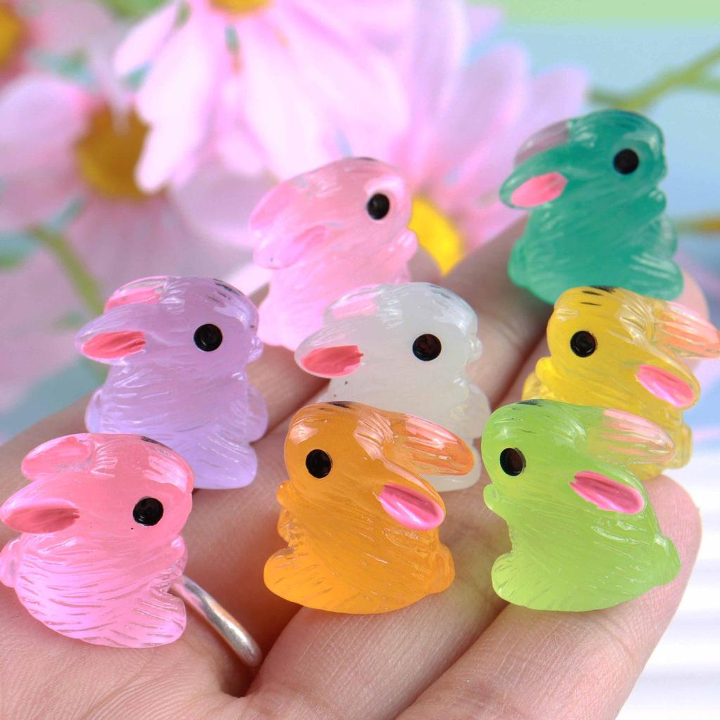 Resin Mini Luminous Animal Figurines - DIY Cartoon Toys for Micro Landscapes, Ideal Children's Gift