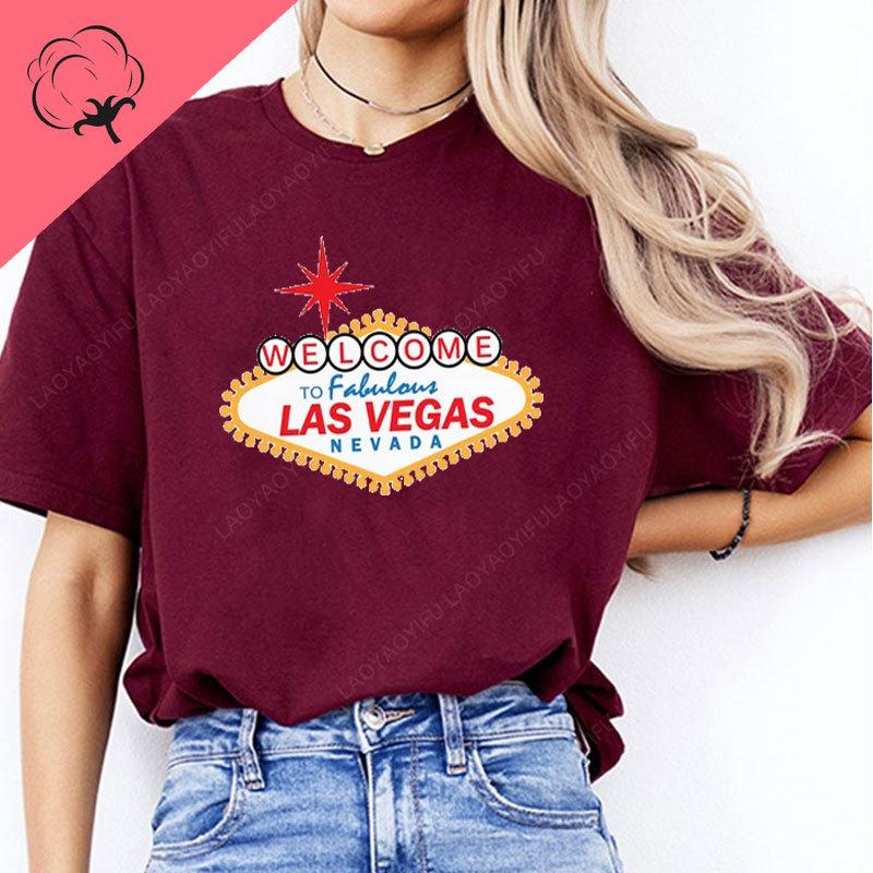 Welcome To Fabulous Las Vegas TShirtNevada Vintage Girls Trip Vegas Las Vegas Cotton Ocollar Short Sleeve Graphic T Shirts S