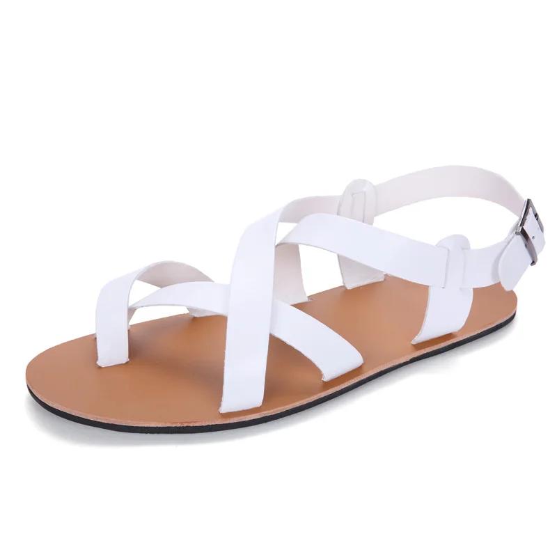 New Summer Men Sandals Leather Vintage Flat Beach Gladiator Sandals Shoes Breathable Men Flip Flops Sandals Roman Sandals Gladia