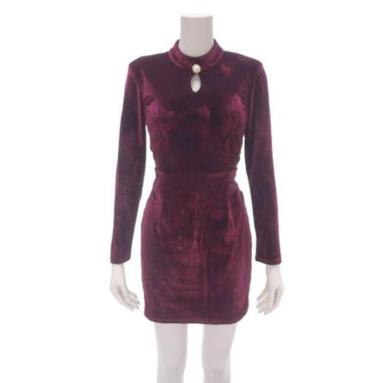 GRAXIA Cabaret Mini Tight Hostess Cabaret Lounge Long Pearl Mini Wine Size Small Dress, Dress, Cutout, Dress, Dress, Club, Dress, Sleeves, Cutout,