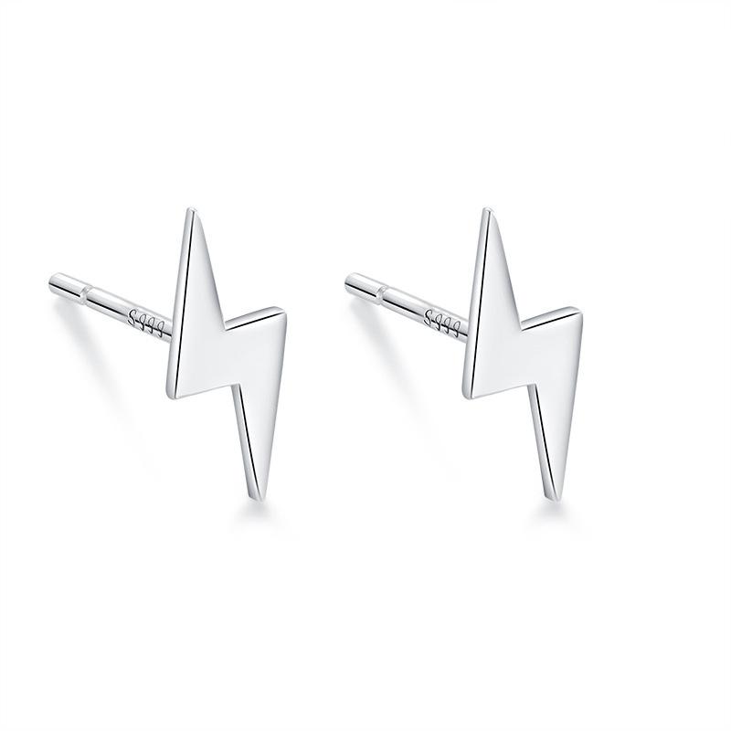 Sterling Silver Lightning Stud Earrings for Women Star of David Moon Heart Earring Elegant Wedding 999 Silver Jewelry
