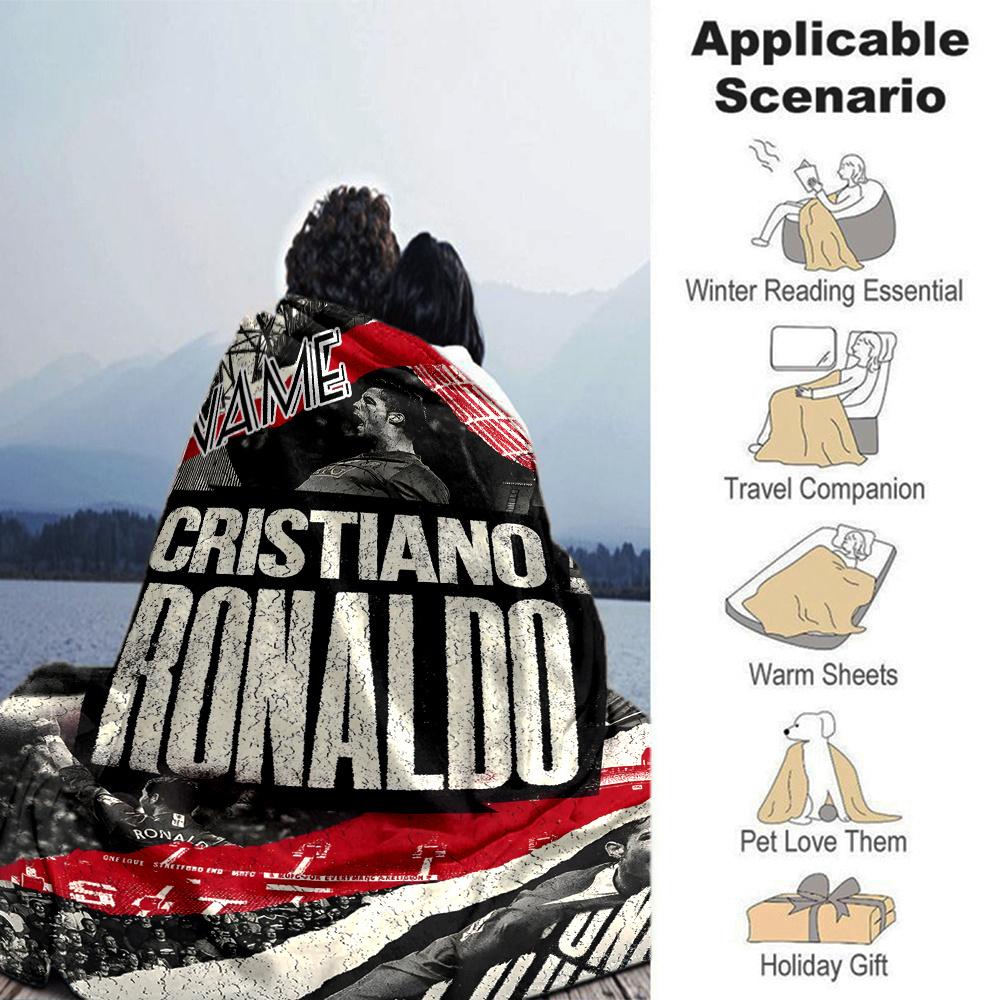 Cristiano Ronaldo Football Player Stadium Crowd Four Seasons Blanket Customized With Your Name Lightweight And Warm Perfect Gift For Home Office