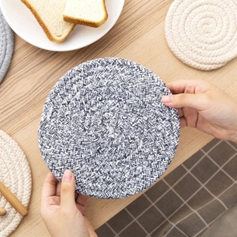 Placemat Pad Coasters Kitchen Table Mats Cotton Linen Knitting Bowl Mats Padding Mat Insulation Pad
