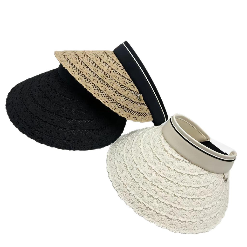 New Lace Sun-protection Empty Hat for Women, Outdoor Travel Fashionable Versatile Sun Hat, Vacation Beach Sun Hat