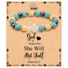 Emperor Stone Pink Zebra Beaded Bracelet with Cross Charm