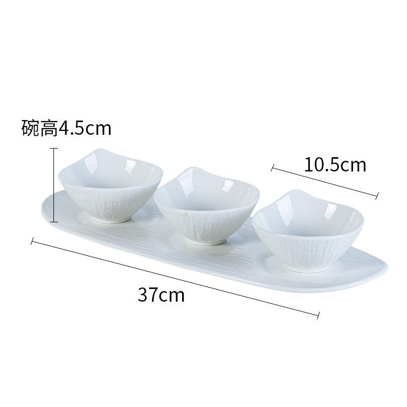 Korean Snack Plate, Dumpling Plate, Golden Oval Grid Dipping Sauce Plate, Western Food Quicksand Oval Cushion Plate Handle Bowl Set
