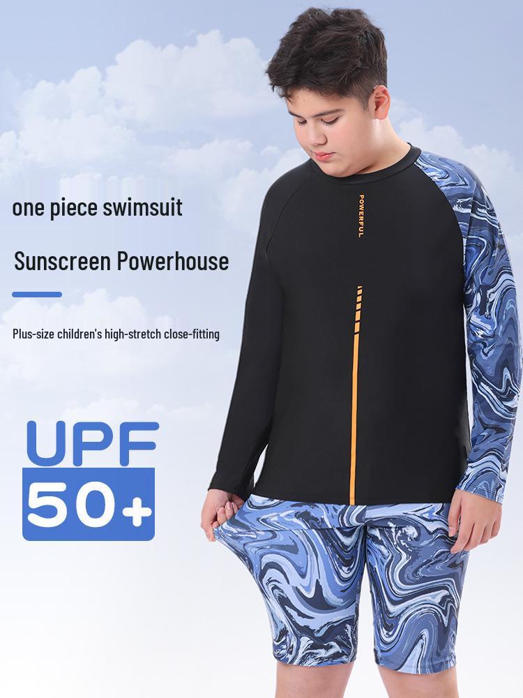 Plus Size Boys' UV Protection Swimwear Set for Teens and Chubby Kids
