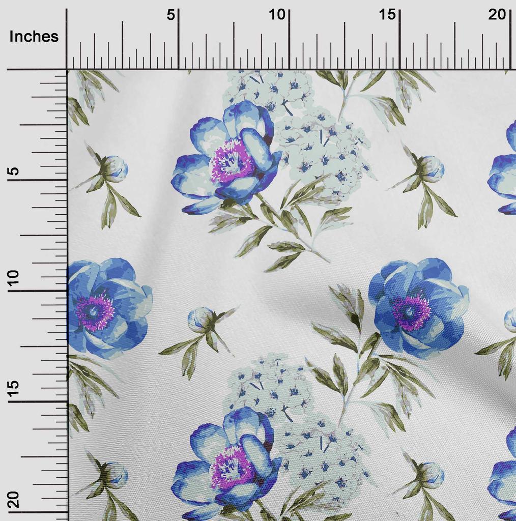 oneOone Cotton Flex Fuschia Pink Fabric Flower & Leaves Watercolor Sewing Material Print Fabric By The Yard 40 Inch