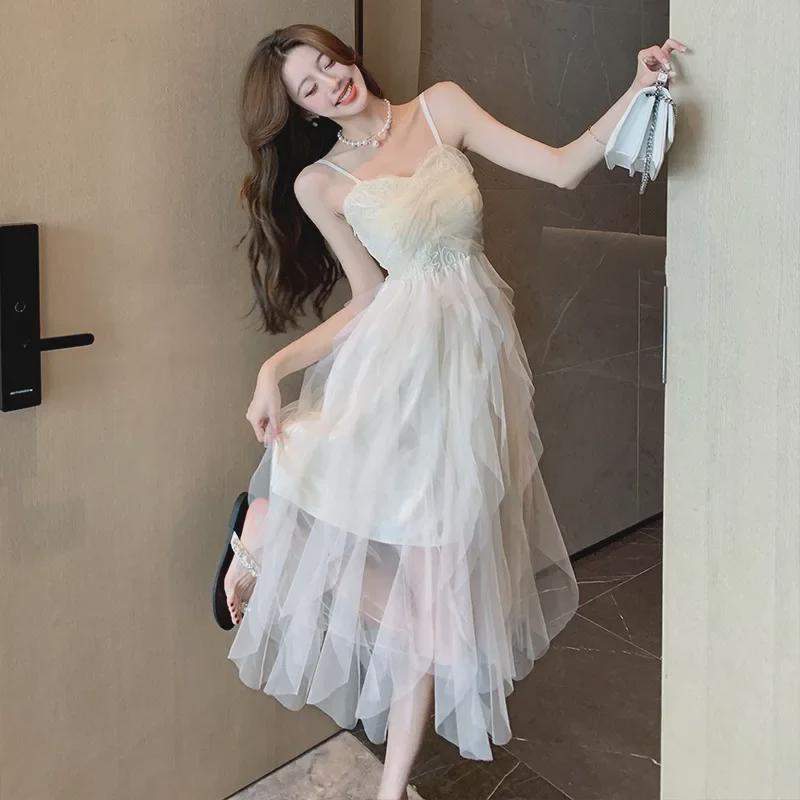 Petite Fairy Mesh White Tube Top Dress