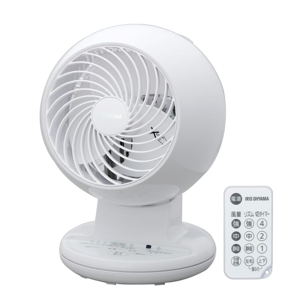IRIS OHYAMA 8 Tatami Swings Up and Left and Powerful Remote Control Timer Function White Circulator, Mats, Quiet, Down, Right, Airflow, Included,