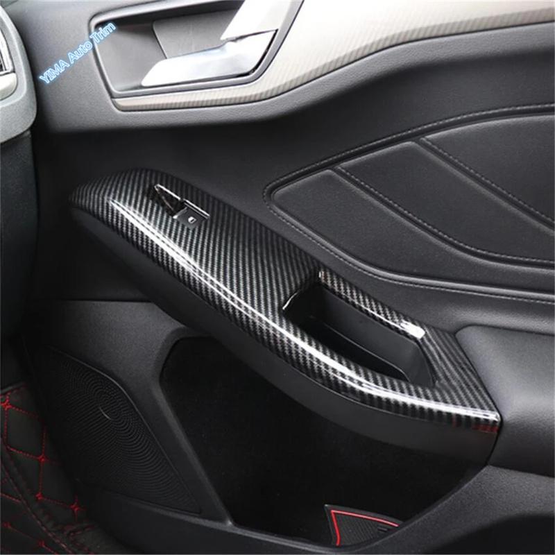 Car Head Lights Switch Button / A Pillar / Steering Wheel Cover Trim Carbon Fiber ABS Accessories For Ford Focus MK4 -