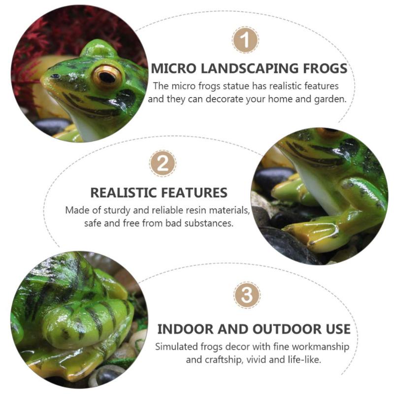 Realistic Mini Frog Resin Figurine Cute Small Ornament Statue for Fish Tank Aquarium Patio Garden Desktop Decoration