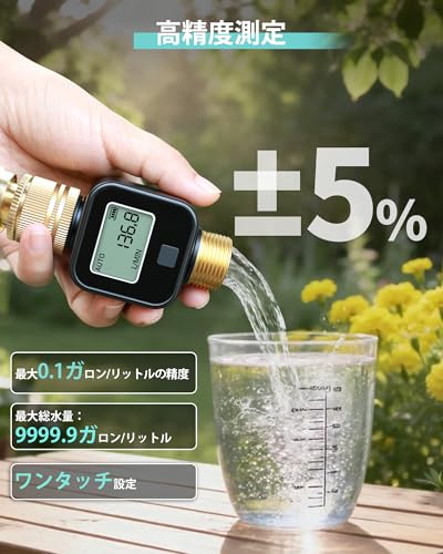 Insoma Water Flow Meter with Brass Inlet and Outlet, High-Precision Measurement, Measures Gallon/Liter Consumption and Flow Rate for Outdoor Garden Ho