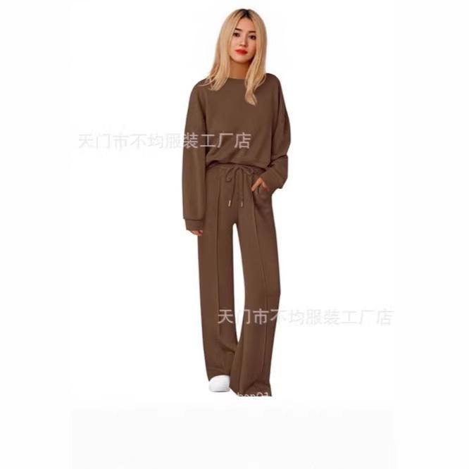European and American women's clothing is popular, autumn and winter knitted sweater wide-leg pants casual two-piece set
