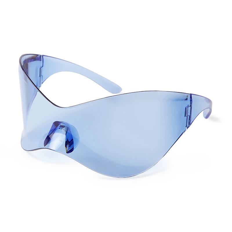 Oversized Sport Punk Sunglasses Wrap Around  Women Sunglasses Silver One Piece Frameless Eyewear Trend Shades Men Sun Glasses