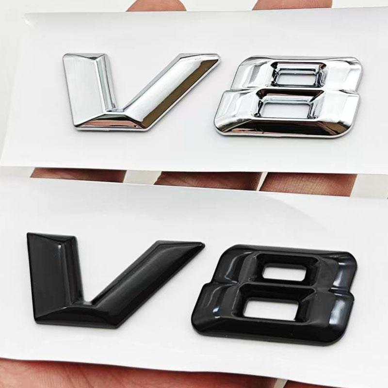 3D ABS Chrome Letters Car Fender Badge Sticker V8 Emblem Logo For Mercedes QPKDK5 Maybach S600 W222 S500 W140 CL600 M275 CLS63